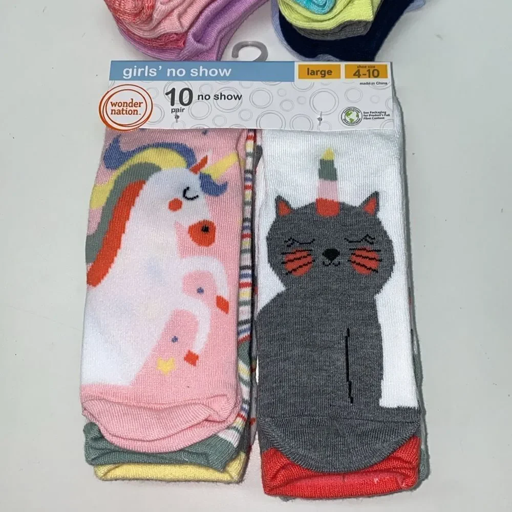 🔥20 Wonder Nation Girls No Show Socks, 20-Pack, Sizes large KIDS